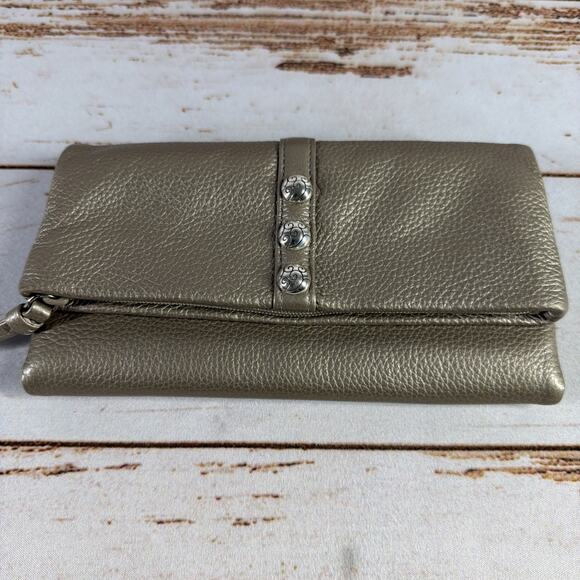 Brighton Nolita Wallet Silver Metallic Trifold Magnetic Coin Pocket Boho - Picture 1 of 4